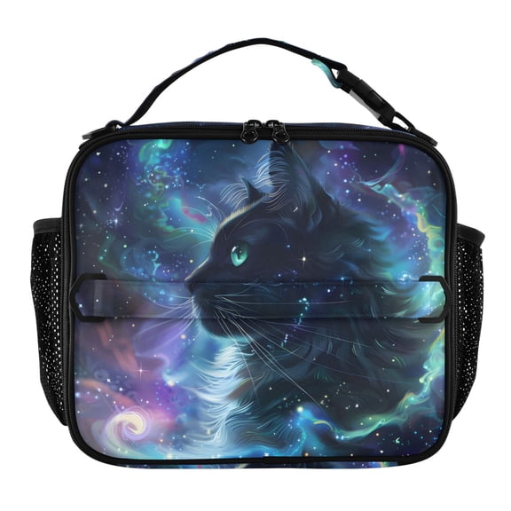 ALAZA Cat Magic Starry Lunch Box Insulated Lunch Bag Cooler Tote with Shoulder Strap