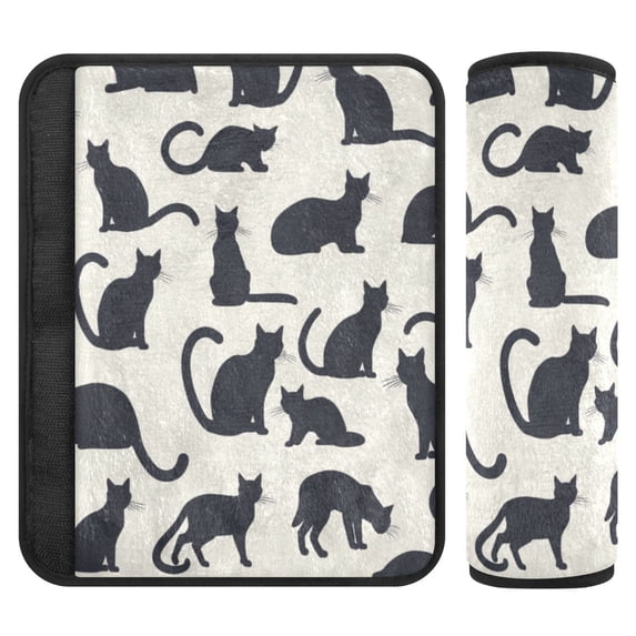 ALAZA Cat Pattern Car Seat Belt Adjuster Neck Covers Shoulder Cushions Pads M