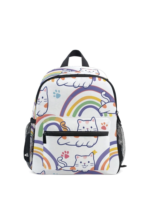 Cat Paw Print Rainbow School Backpack Small Bookbag Mini Bags