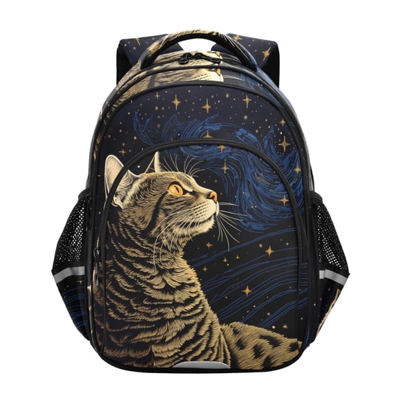 ALAZA Cat at Starry Night School Backpack Elementary Bag Bookbag Travel Rucksack