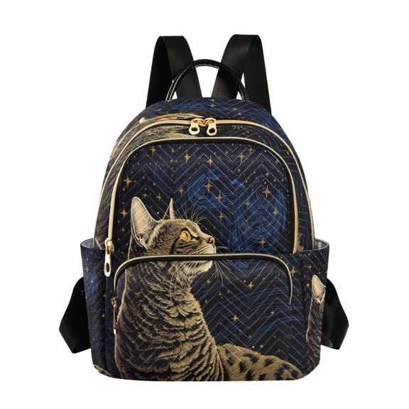 ALAZA Cat at Starry Night Womens Travel Laptop Backpack Large Daypack Ladies Shoulder Bags S