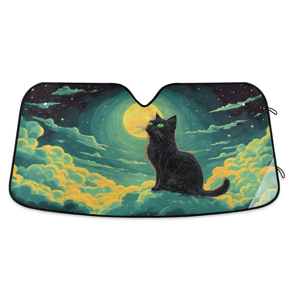 ALAZA Cat in Sky Windshield Sun Shade Car Foldable Sun Visor Block UV Rays Protector 55"x27.6"