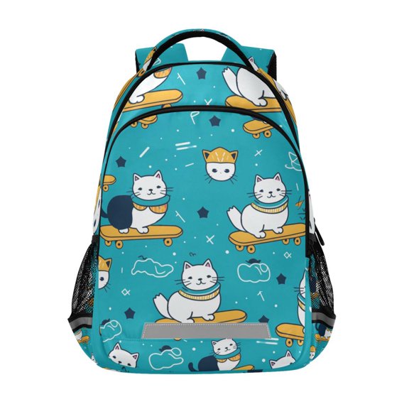 ALAZA Cat with Skateboard Backpack Elementary School Bag Bookbag Travel Rucksack