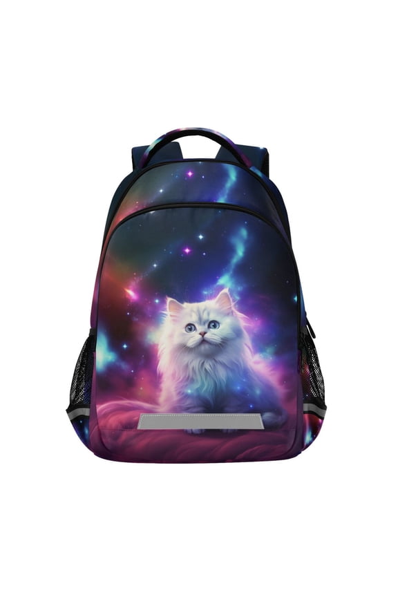 Cat with Space Backpack Elementary School Bag Bookbag Travel Rucksack