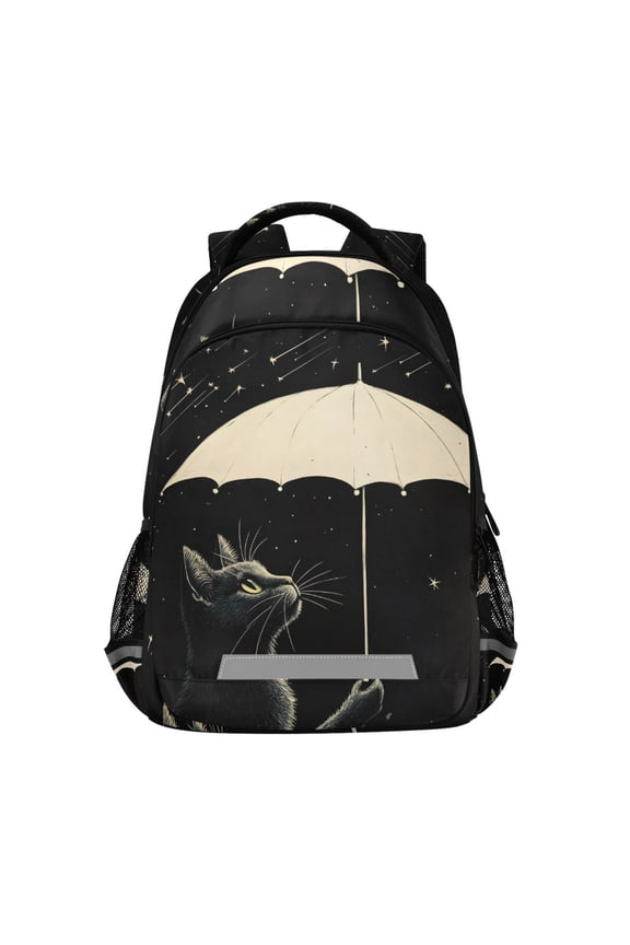 Cat with Umbrella Backpack Elementary School Bag Bookbag Travel Rucksack