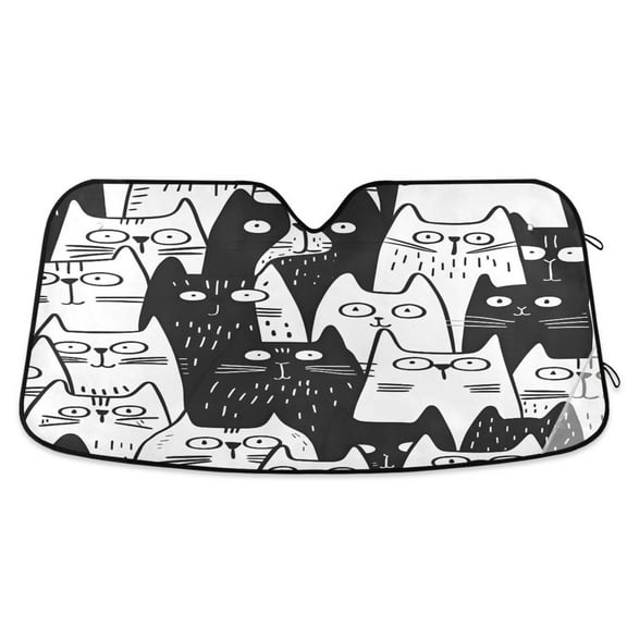 ALAZA Cats Doodle Windshield Sun Shade Car Foldable Visor Block UV Rays Protector 53"x23.5"