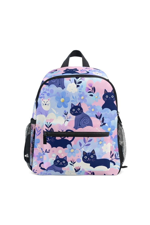 Cats Flowers School Backpack Small Bookbag Mini Bags