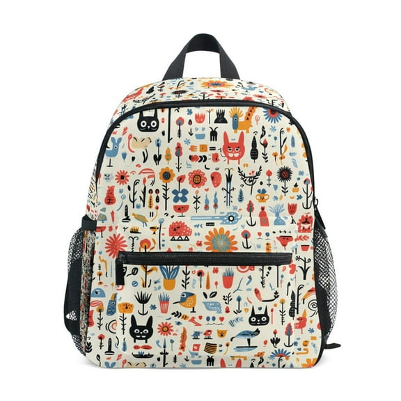 ALAZA Cats and Floral School Backpack Small Bookbag Mini Bags