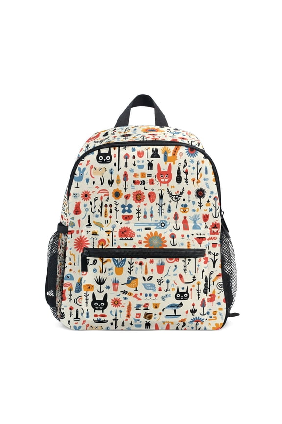 Cats and Floral School Backpack Small Bookbag Mini Bags