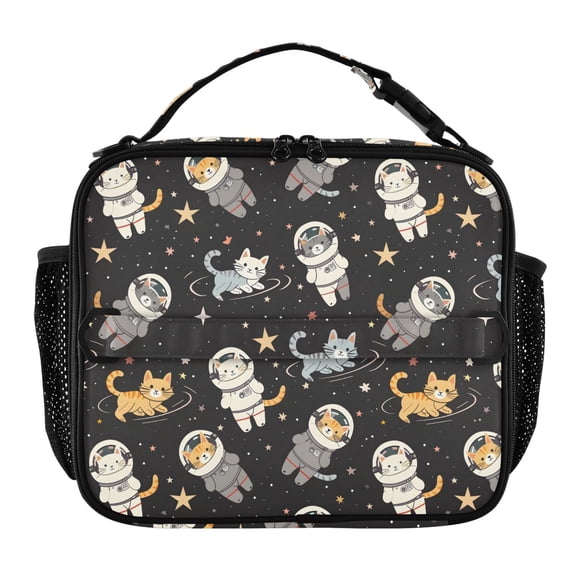 ALAZA Cats on Space Lunch Box Insulated Lunch Bag Cooler Tote with Shoulder Strap