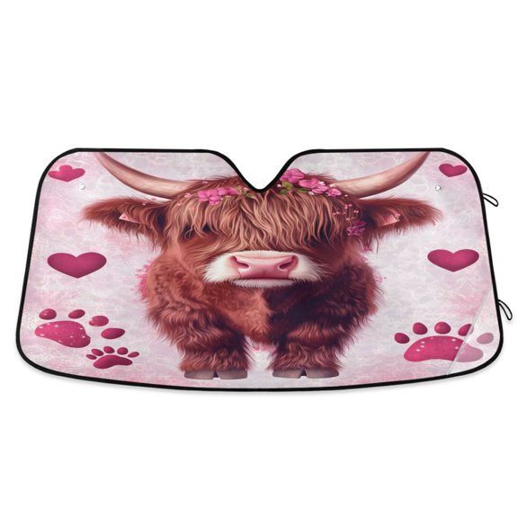 ALAZA Cattle Footprints Windshield Sun Shade Car Foldable Sun Visor Block UV Rays Protector 55"x27.6"