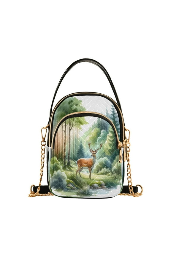 Chain Crossbody Bags for Women A Beautiful Deer on Forest Shoulder Handbag Phone Purse