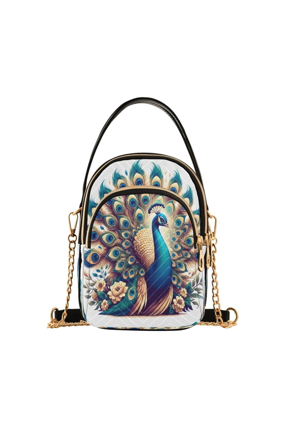 Chain Crossbody Bags for Women A Beautiful Peacock Shoulder Handbag Phone Purse