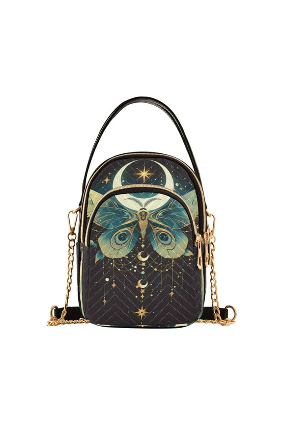 Chain Crossbody Bags for Women A Butterfly and Moon Shoulder Handbag Phone Purse