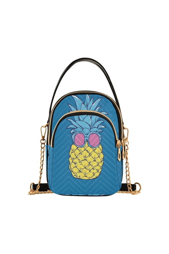 Chain Crossbody Bags for Women A Funny Pineapple Shoulder Handbag Phone Purse