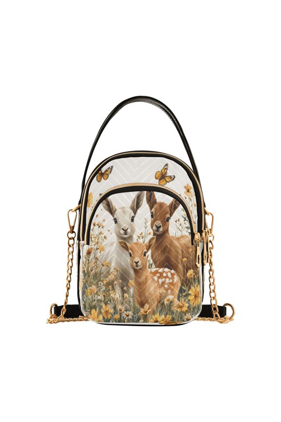 Chain Crossbody Bags for Women Abstract Deer Shoulder Handbag Phone Purse