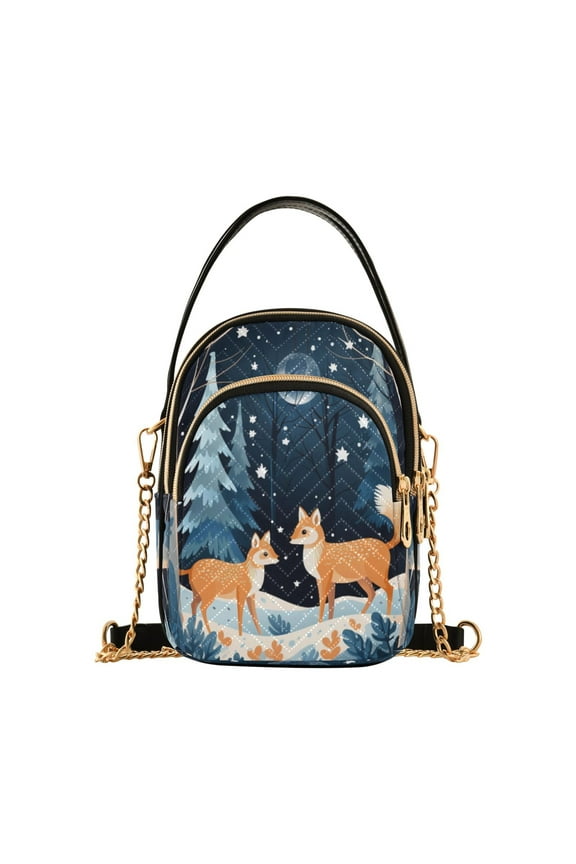 Chain Crossbody Bags for Women Abstract Deers in Forest Shoulder Handbag Phone Purse