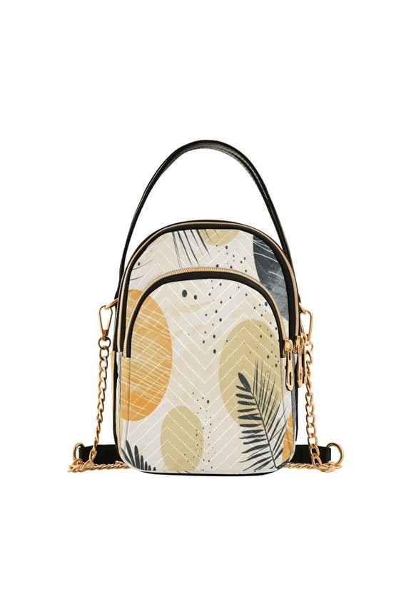 Chain Crossbody Bags for Women Abstract Leaves and Circle Shoulder Handbag Phone Purse
