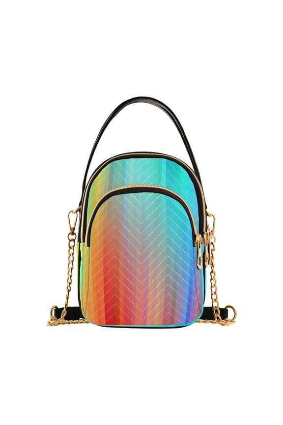 Chain Crossbody Bags for Women Abstract Rainbow Shoulder Handbag Phone Purse