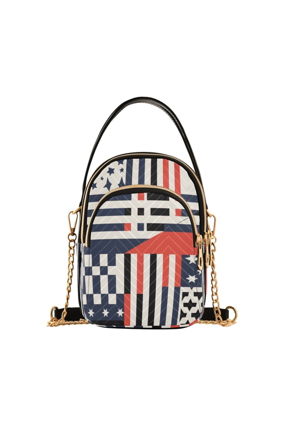 Chain Crossbody Bags for Women American Flag Stars Shoulder Handbag Phone Purse