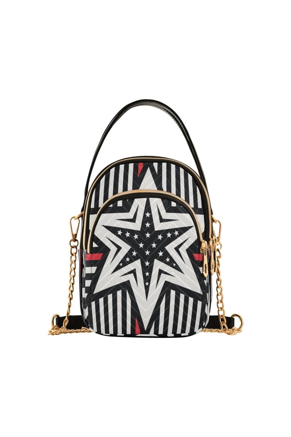 Chain Crossbody Bags for Women American Flag Stripe Shoulder Handbag Phone Purse