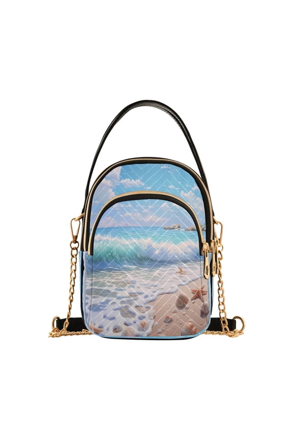 Chain Crossbody Bags for Women Beach Sea Shells Starfish Shoulder Handbag Phone Purse