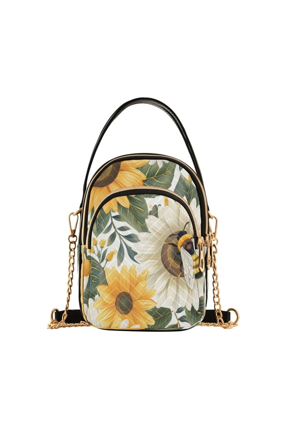 Chain Crossbody Bags for Women Bee on Sunflowers Shoulder Handbag Phone Purse