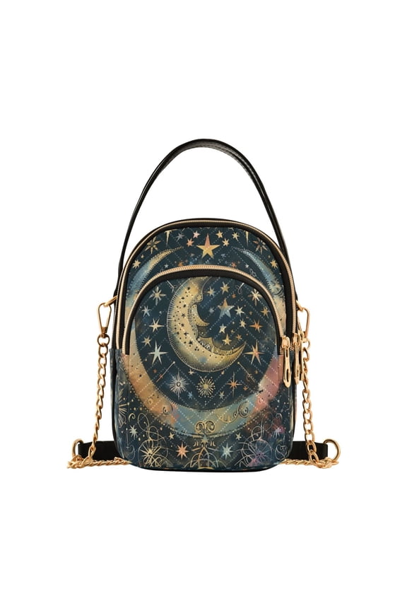 Chain Crossbody Bags for Women Bohemia Ethnic Moon and Star Shoulder Handbag Phone Purse