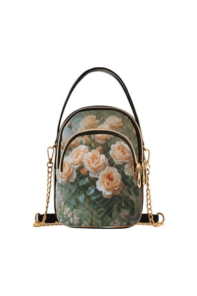 Chain Crossbody Bags for Women Bouquet Rose Flower Shoulder Handbag Phone Purse
