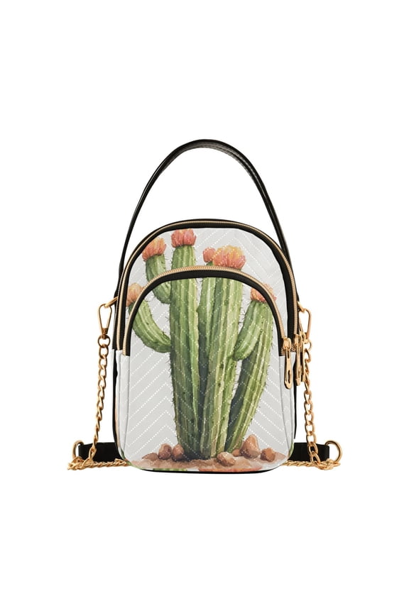 Chain Crossbody Bags for Women Cactus Watercolor Shoulder Handbag Phone Purse
