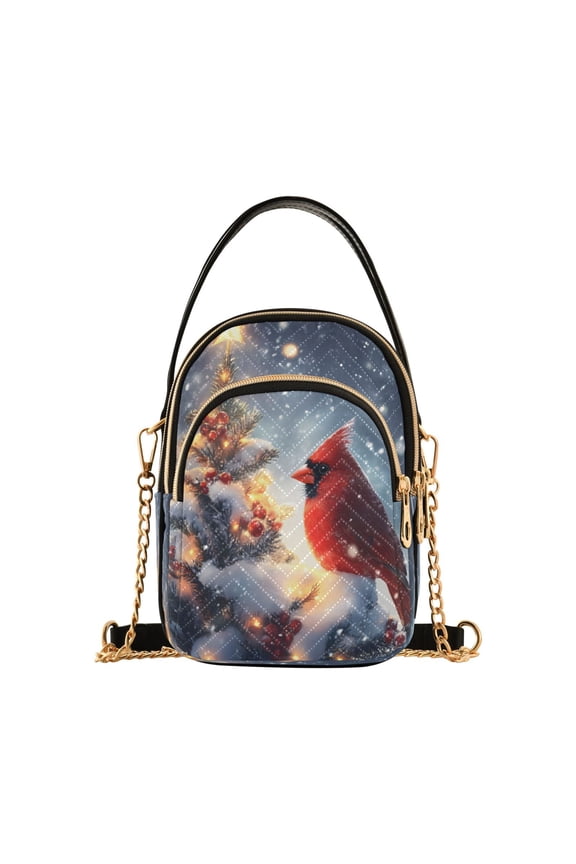 Chain Crossbody Bags for Women Cardinal on Christmas Tree Shoulder Handbag Phone Purse