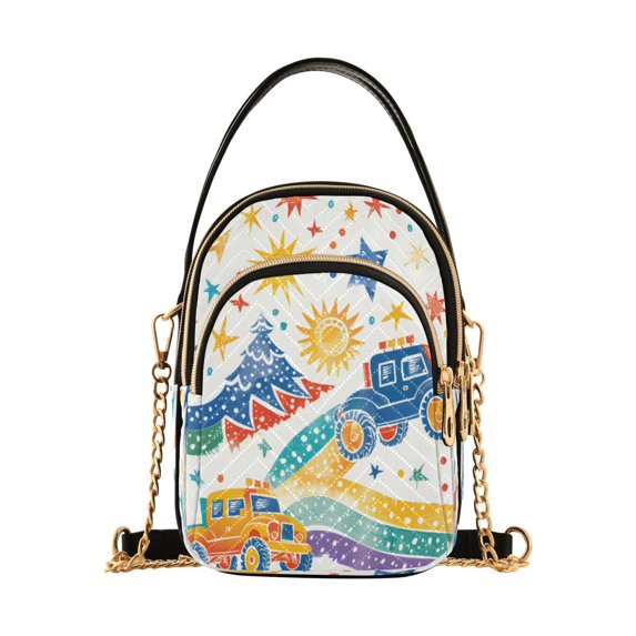 ALAZA Chain Crossbody Bags for Women Cartoon Monster Trucks Shoulder Handbag Phone Purse