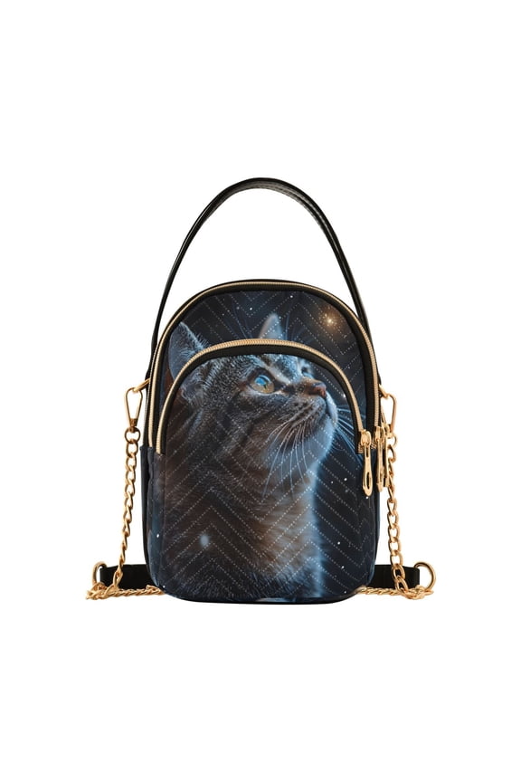 Chain Crossbody Bags for Women Cat Starrry Shoulder Handbag Phone Purse