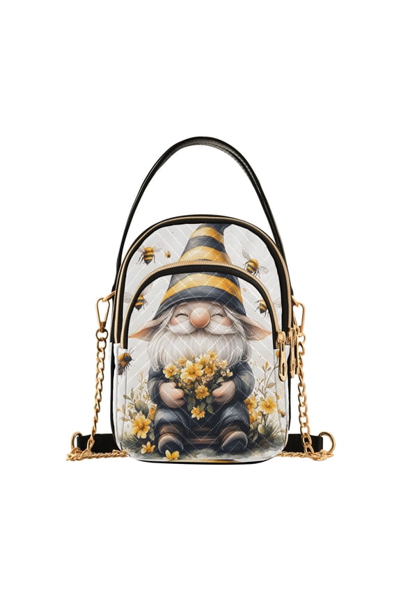 Chain Crossbody Bags for Women Christmas Gnome and Bees Shoulder Handbag Phone Purse