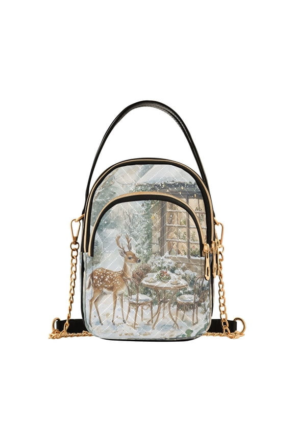 Chain Crossbody Bags for Women Christmas Reindeer Scene Shoulder Handbag Phone Purse