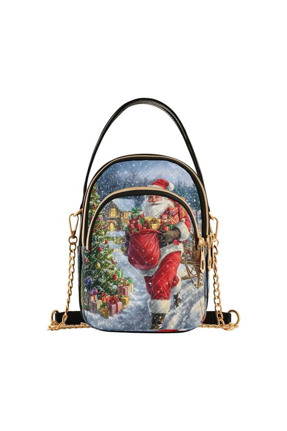 Chain Crossbody Bags for Women Christmas Santa Claus Reindeer Shoulder Handbag Phone Purse