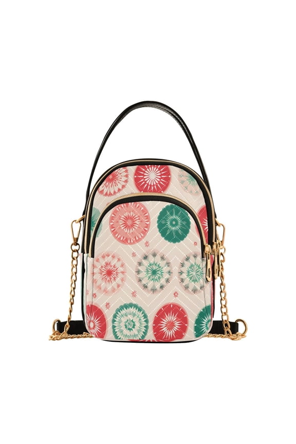 Chain Crossbody Bags for Women Colorful Circle Print Shoulder Handbag Phone Purse