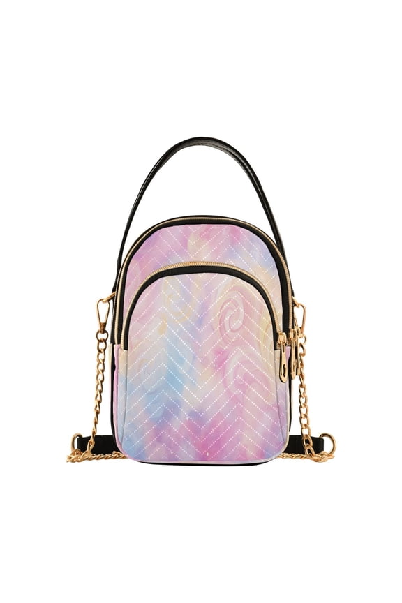 Chain Crossbody Bags for Women Colorful Rainbow Tie-dye Shoulder Handbag Phone Purse