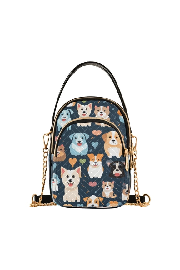 Chain Crossbody Bags for Women Cute Cartoon Dogs Shoulder Handbag Phone Purse