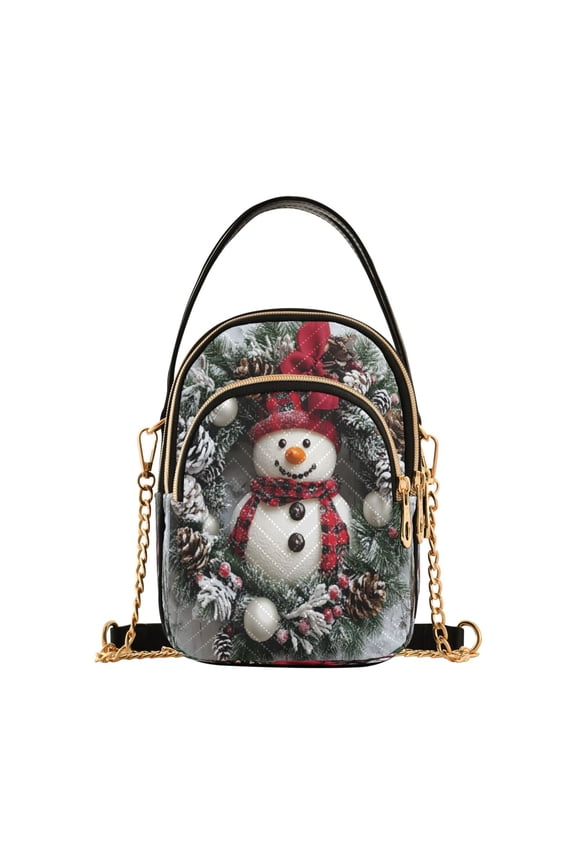 Chain Crossbody Bags for Women Cute Christmas Snowman Shoulder Handbag Phone Purse