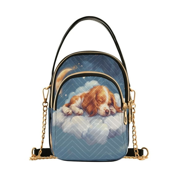 ALAZA Chain Crossbody Bags for Women Cute Dog Sleeping in Magic Cloud Shoulder Handbag Phone Purse