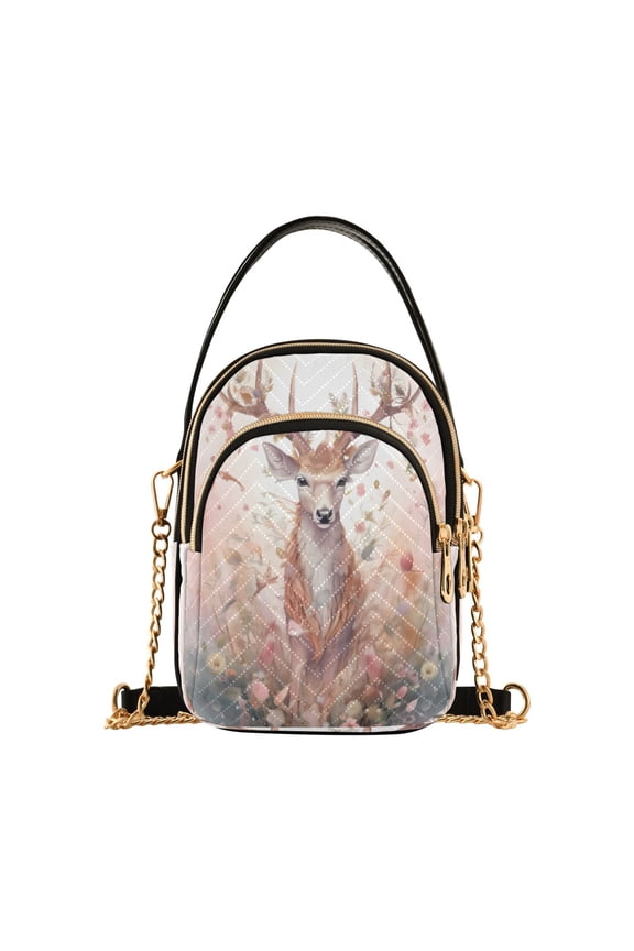 Chain Crossbody Bags for Women Deer and Floral Shoulder Handbag Phone Purse