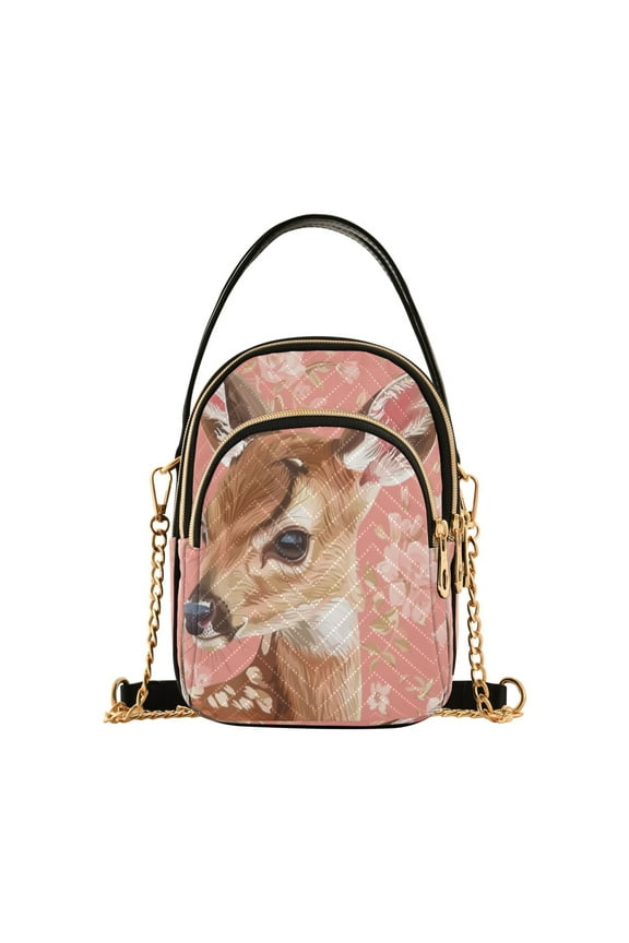 Chain Crossbody Bags for Women Deer in Flowers Shoulder Handbag Phone Purse