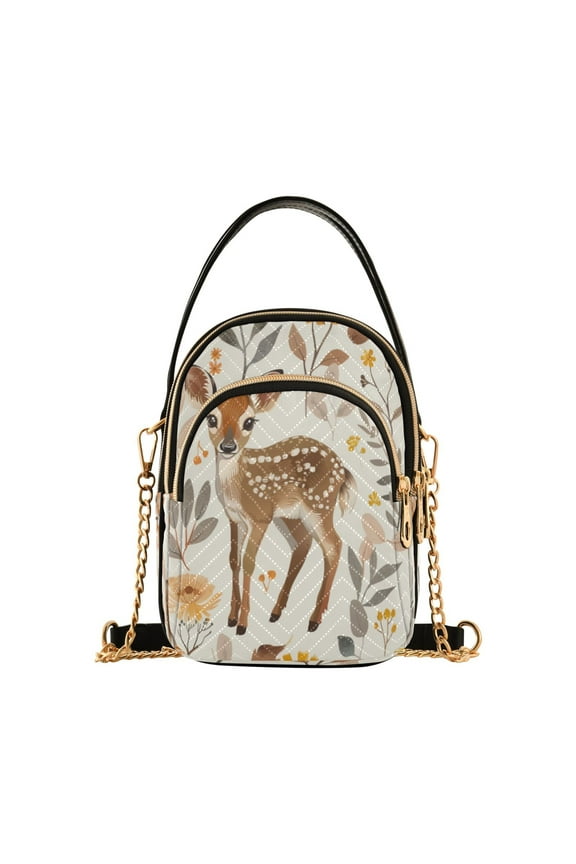 Chain Crossbody Bags for Women Deer in Leaves Shoulder Handbag Phone Purse
