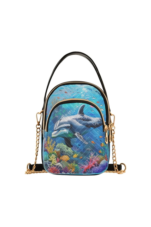 Chain Crossbody Bags for Women Dolphin and Fish under Sea Shoulder Handbag Phone Purse