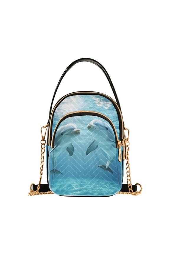 Chain Crossbody Bags for Women Dolphins Swim Shoulder Handbag Phone Purse