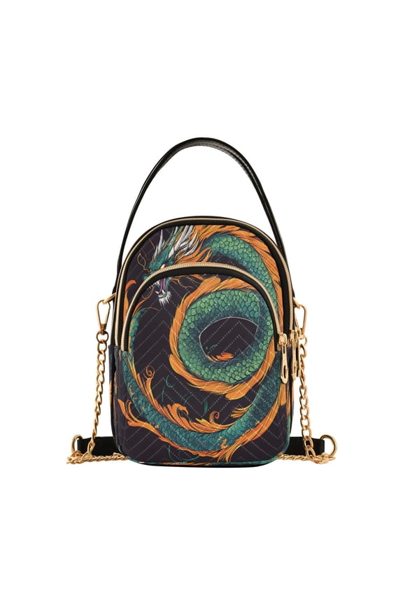 Chain Crossbody Bags for Women Dragon Pattern Shoulder Handbag Phone Purse