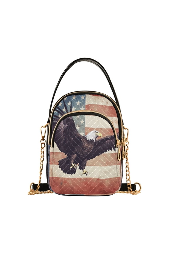 Chain Crossbody Bags for Women Eagle and Flag Shoulder Handbag Phone Purse