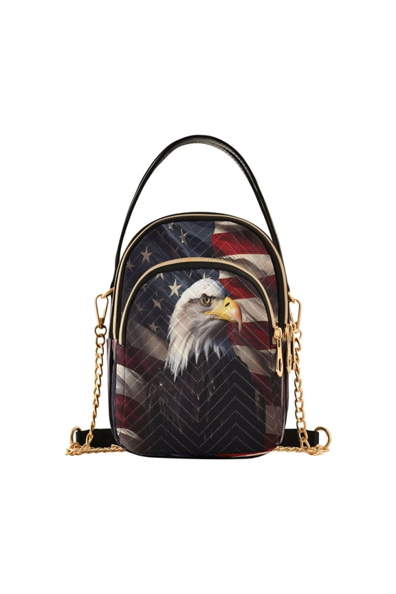 Chain Crossbody Bags for Women Eagle and Flag Shoulder Handbag Phone Purse