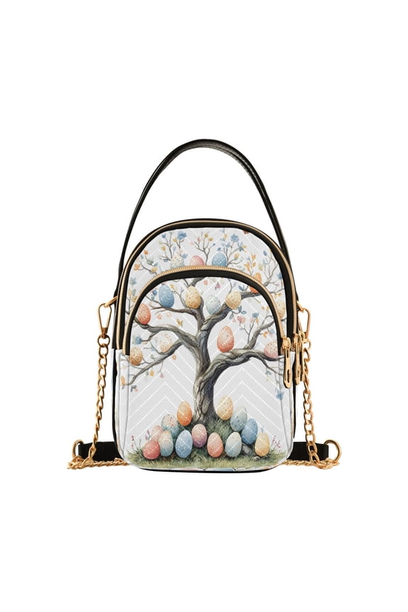 Chain Crossbody Bags for Women Easter Eggs Tree Shoulder Handbag Phone Purse